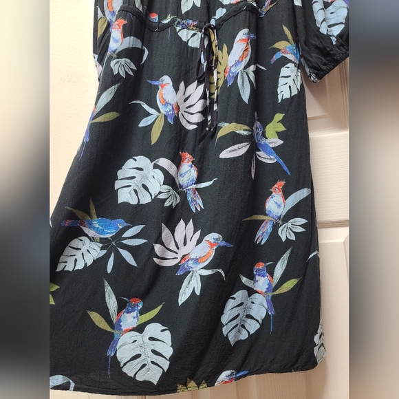 ANTHROPOLOGIE SAM & LAVI OFF THE SHOULDER BIRDS OF PARADISE CARDINALS DRESS XS - Picture 5 of 15
